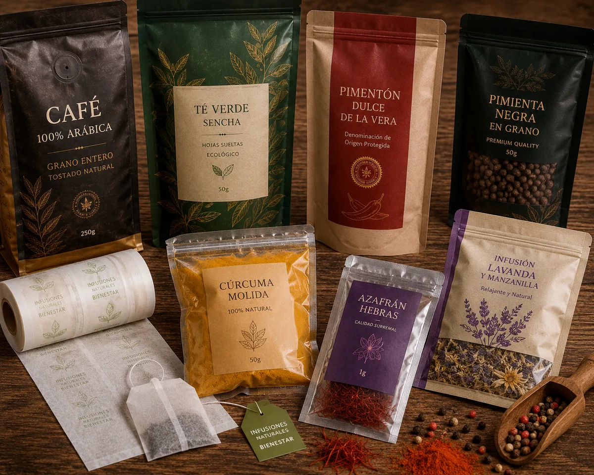 Envases para café, infusiones, especias y colorantes